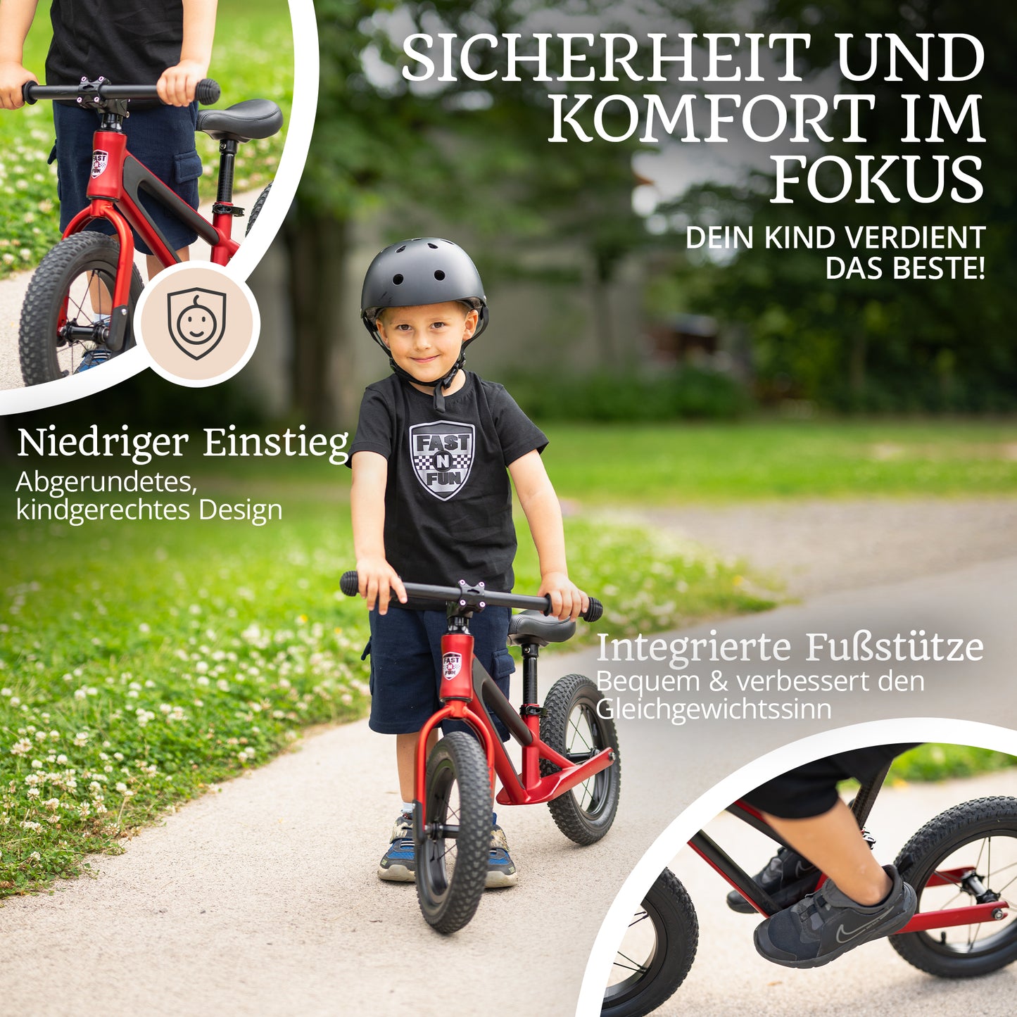FAST N FUN Laufrad mit Kinderhelm im Set