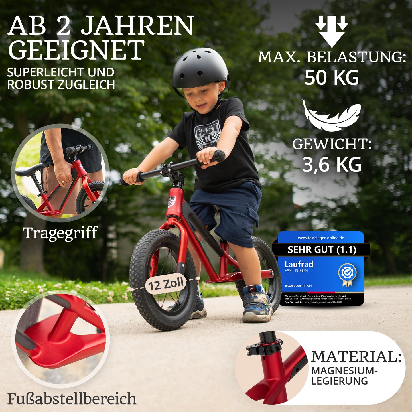 FAST N FUN Laufrad mit Kinderhelm im Set