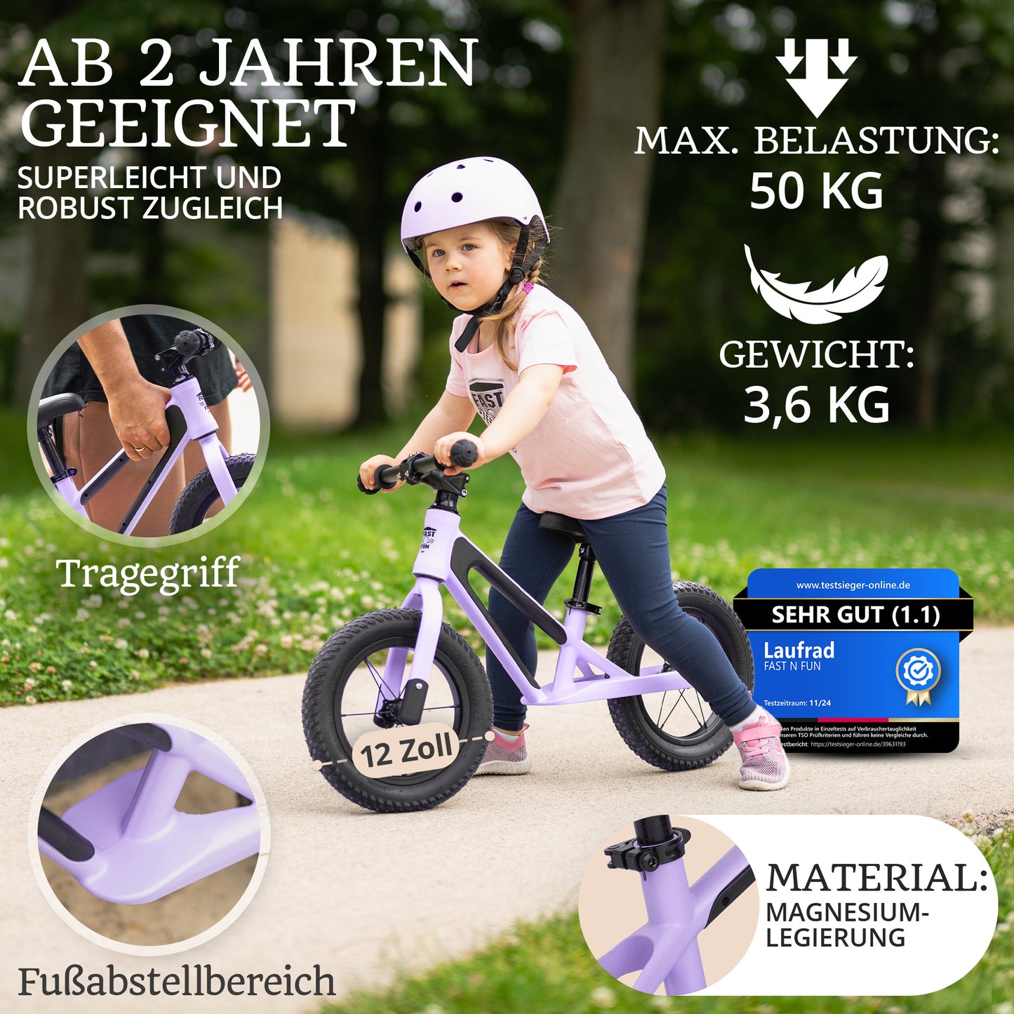 FAST N FUN Laufrad mit Helm im Set