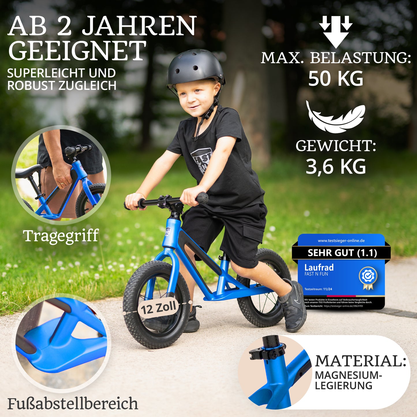 FAST N FUN Laufrad mit Kinderhelm im Set